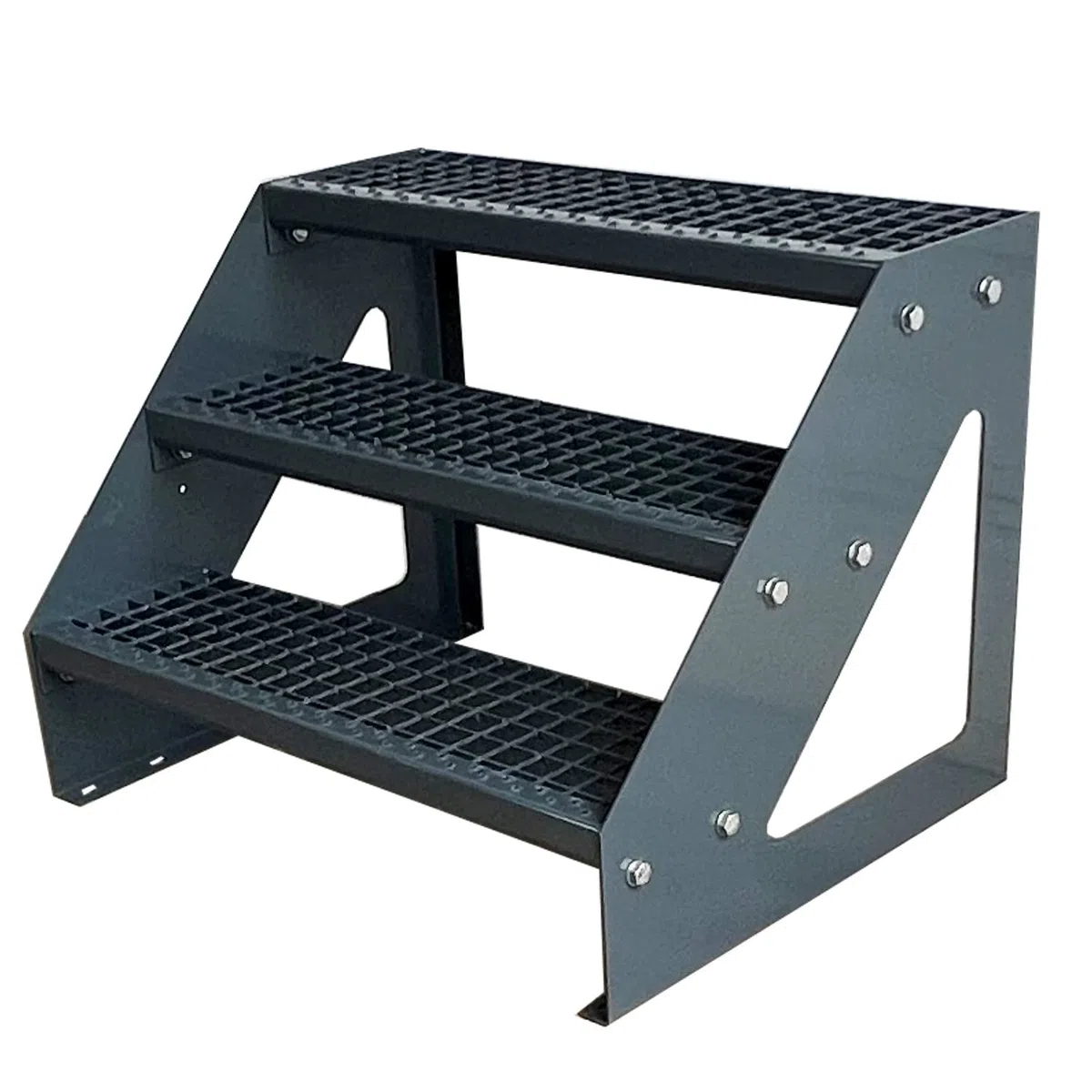 Scale con griglia in acciaio Premium 3 Gradini Scala autoportante Completamente zincata e Antracite Verniciata a polvere - Dimensioni (L x L x H) 63cm x 80cm x 57cm