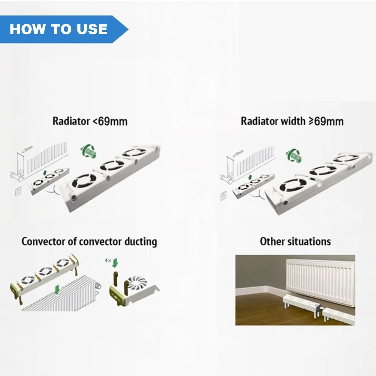 Ventilatore per Radiatore, Intelligente Ventilatore per Termosifone, Ventole per Termosifoni Mono-set, per Radiatori L'Efficienza del Riscaldamento e Risparmiare Energia