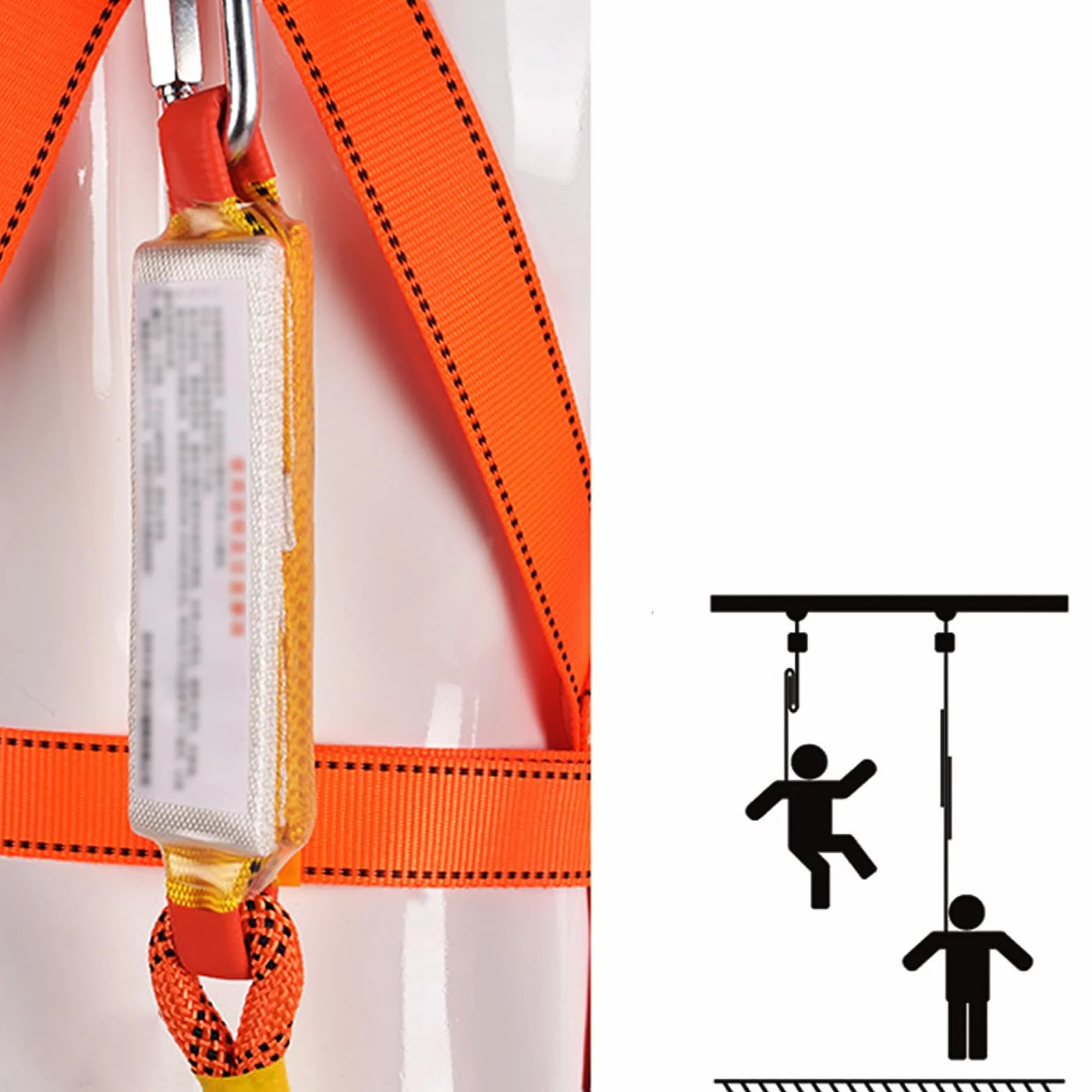 Set di Protezione Contro le Cadute: Auffanggeschirr zur Absturzsicherung a 5 Punti, 2 Ganci, Corda di Sicurezza da 2m, con Auffanggerät + Bonus: Gilet Riflettente e Zaino