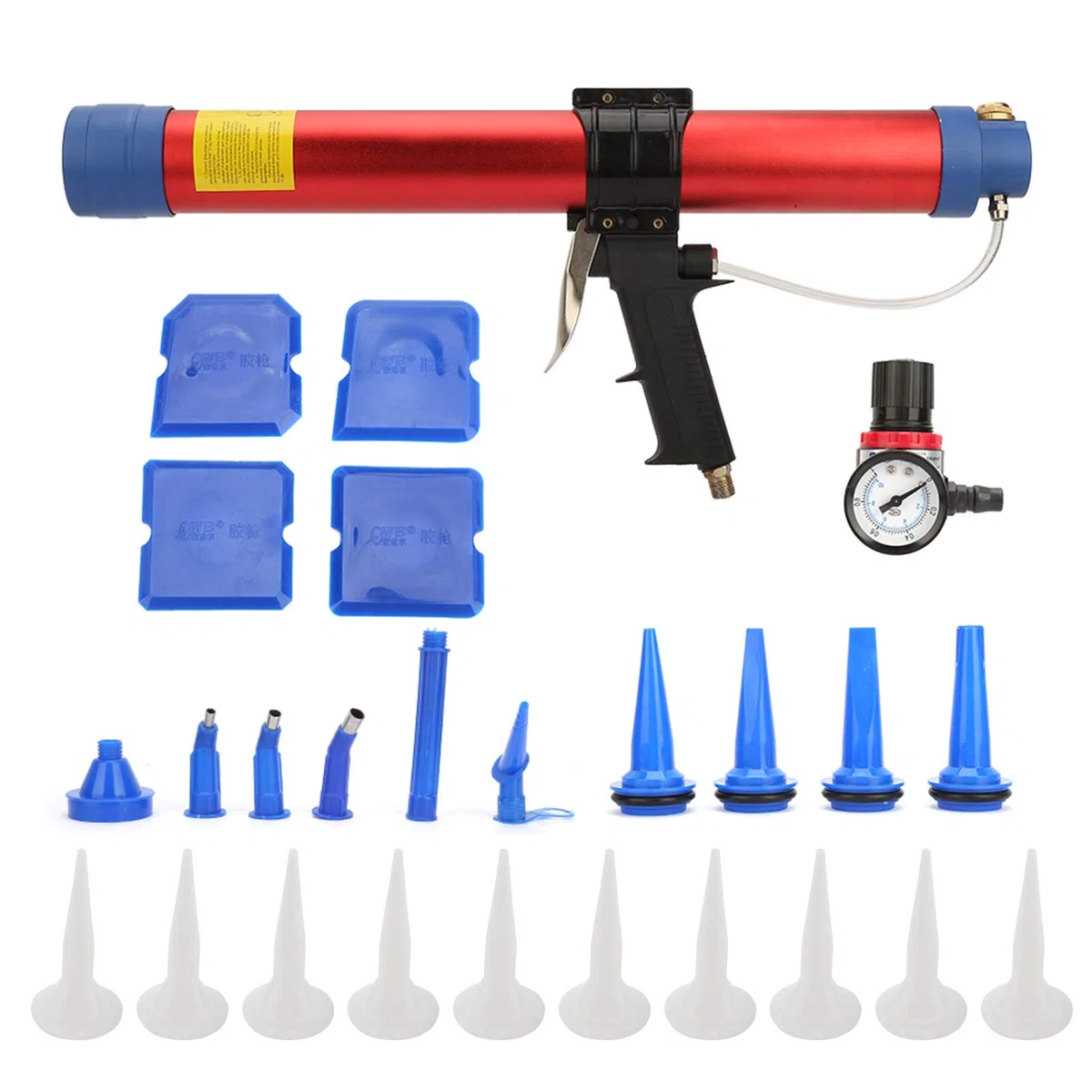AUTO Pistola a colla pneumatica morbida, pistola a colla pneumatica con indicatore di velocità per la decorazione architettonica (600 ml) cessoria pistola mastic+pistola masticatrice