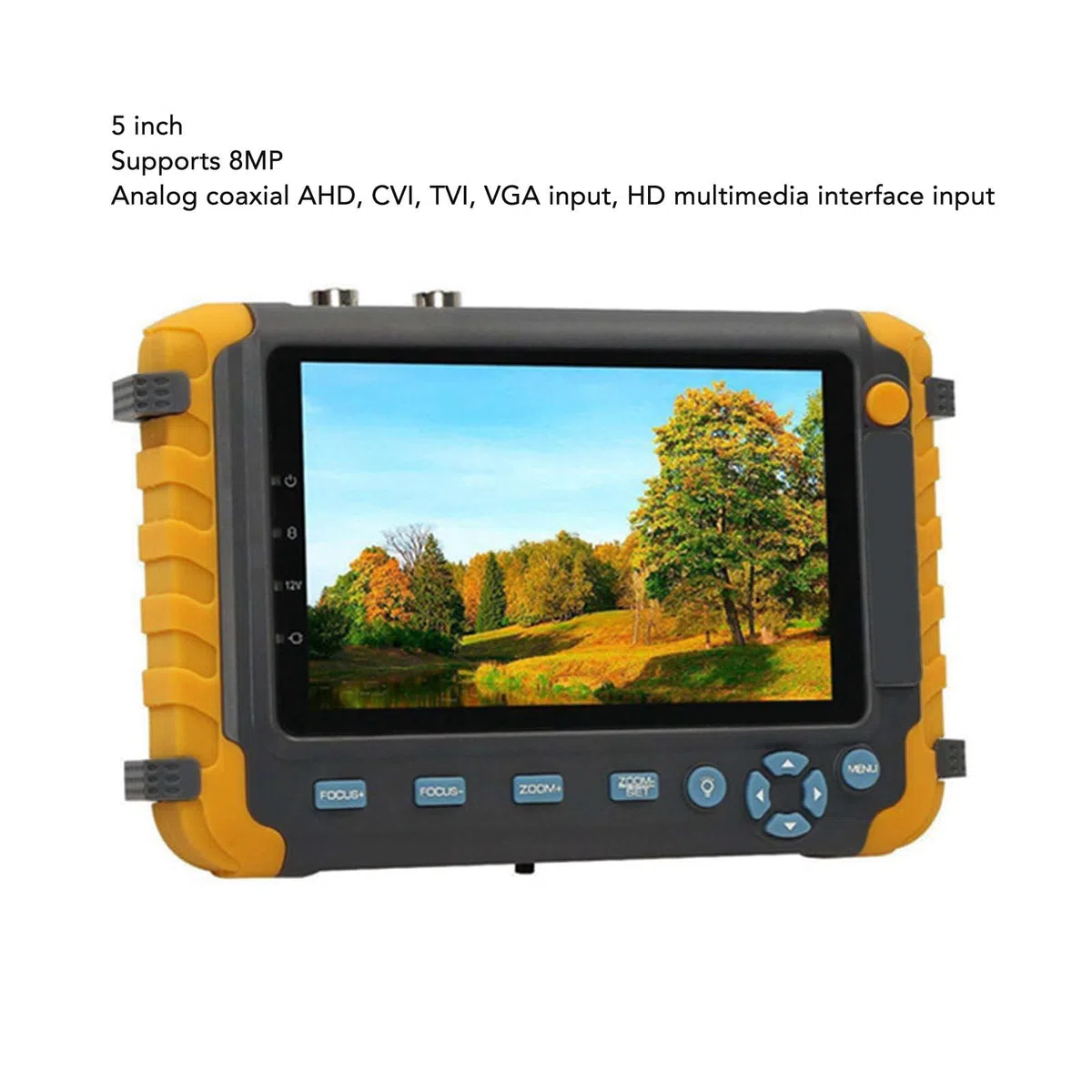 Focket Tester CCTV, Tester per Telecamera IP 5 Pollici 8 MP, Tester per Monitor Video Analogico Coassiale AHD TVI CVI con Test Cavo UTP Controllo PTZ Ingresso HDMI VGA Uscita DC12V (Spina UE)