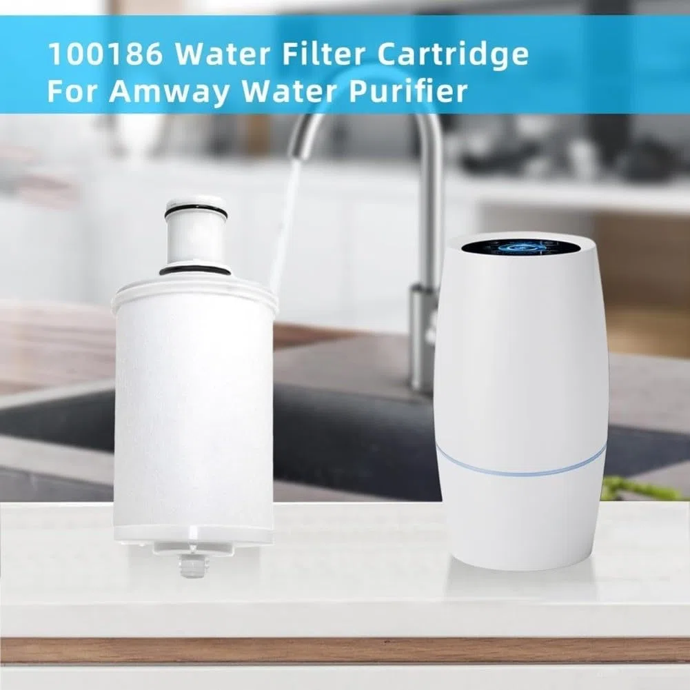 Cartuccia di ricambio per filtro dell'acqua compatibile con sistema eSpring 100186, blocco di carbone attivo riduce 0,2 particelle mantenendo i minerali, capacità 5000 l, bianco