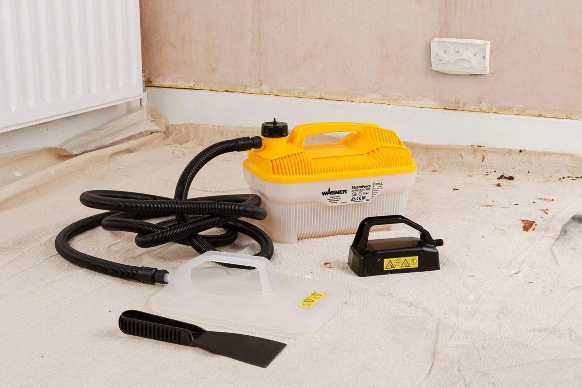 Wagner Depuratore per carta da parati a vapore SteamForce Plus, capacità di 4 l, tempo di cottura massimo di 70 min, tubo da 3,7 m con raschietto e piastra vapore piccola, 2.000 W, 230 V