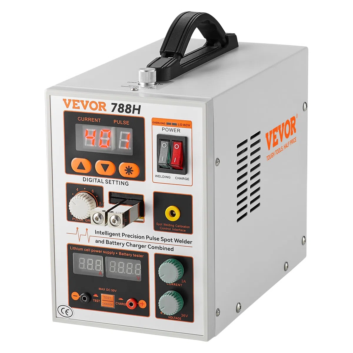 VEVOR Saldatrice a Punti a Batteria, Saldatrice a Punti a Impulsi 788H, Saldatrice a Batteria Portatile ad Alta Potenza con 2 Modalità, LED per Nichel Puro da 0,15 mm