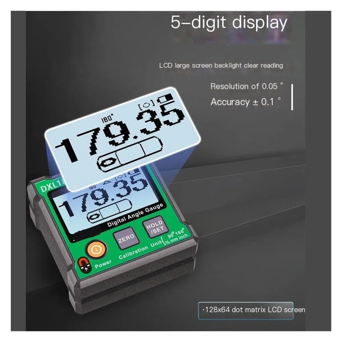 Livello elettronico, misuratore angolare digitale DXL180C Inclinometro digitale con righello livellante magnetico 180° Strumenti di misurazione(DXL180C magnetic)