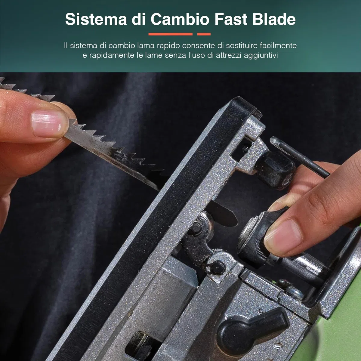 Seghetto Alternativo Pendolare 20V, con 2 Lame Incluse, Motore Bipolare, Telaio in Alluminio Ultraleggero, Angolo di Smusso 45°