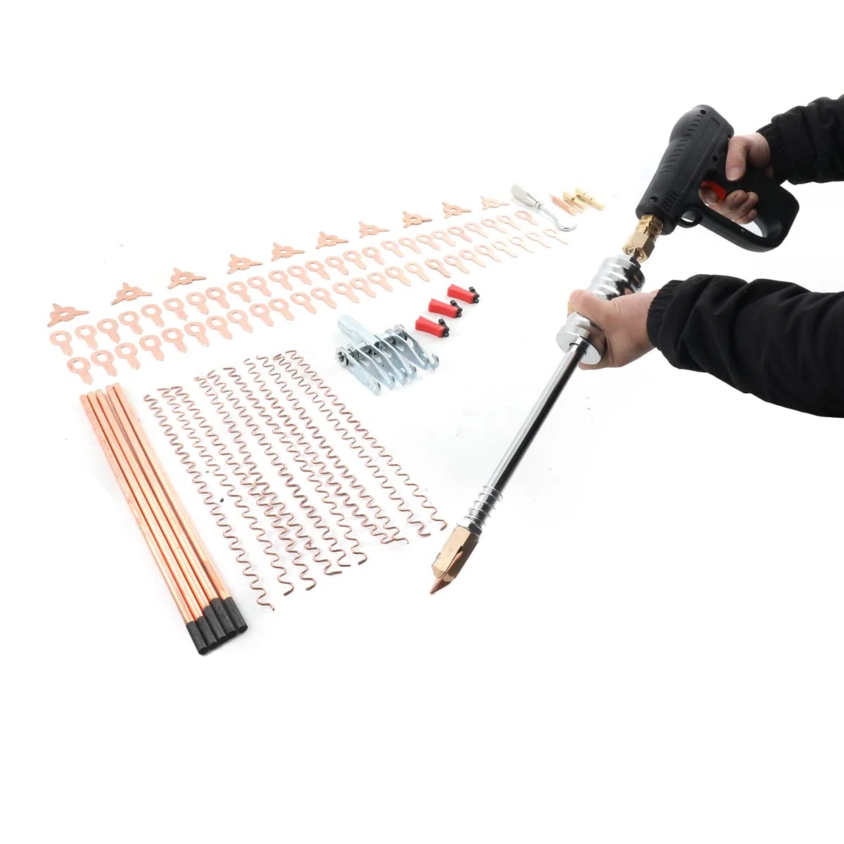 86 pezzi Accessori Dent Puller Kit Kit di Riparazione Auto Carrozzeria Spotter Saldatrice Kit Strumenti di Riparazione Elettrodi Punti di Saldatura Spotter Raddrizzamento Strumento