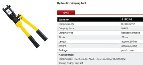 KATSU Crimpatrice Idraulica con 11 Filiere in Acciaio 16-300 mm² Crimpatrice Pinza Attrezzi Cavi Elettrici Idraulici Manuali ad Alta Pressione per Rame e Alluminio Terminali Elettrici 416374