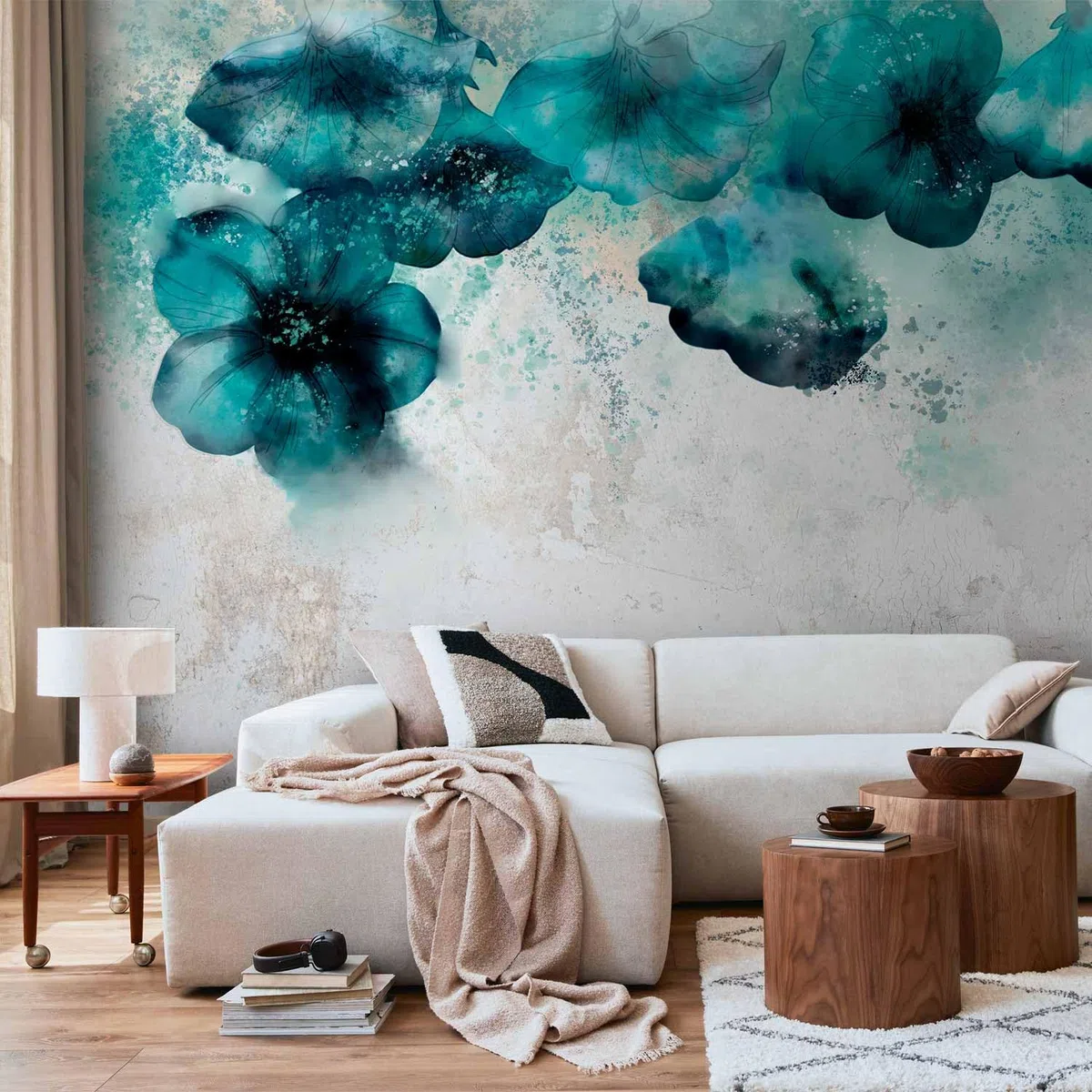 murando - Carta da Parati Adesiva Papavero 392x280 cm Fotomurali Adesivi Murali Rivestimento Parete Moderna per Pareti Adesiva Muro Decorativo Fotomurale Soggiorno Fiori blu Natura come dipinto