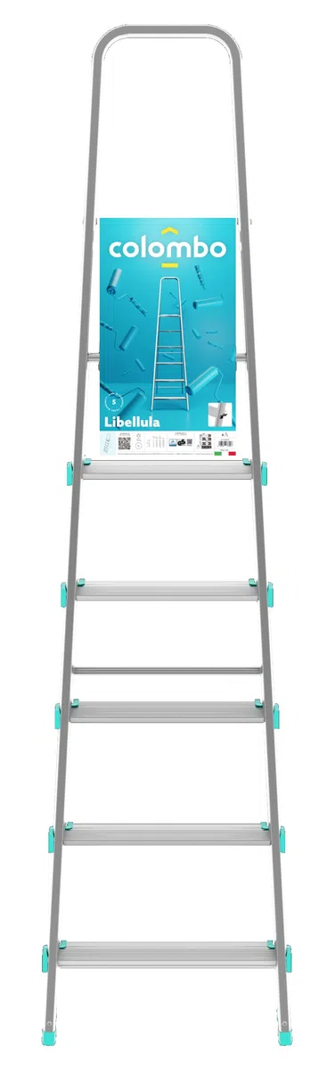 Colombo Scala Pieghevole in Alluminio Libellula 3/4/5/6/7/8 Gradini Senza Rivetti | Scala 6 Gradini, Robusta con Piattaforma Antiscivolo | Portata 150kg | Conforme EN131 TÜV-GS | Made in Italy