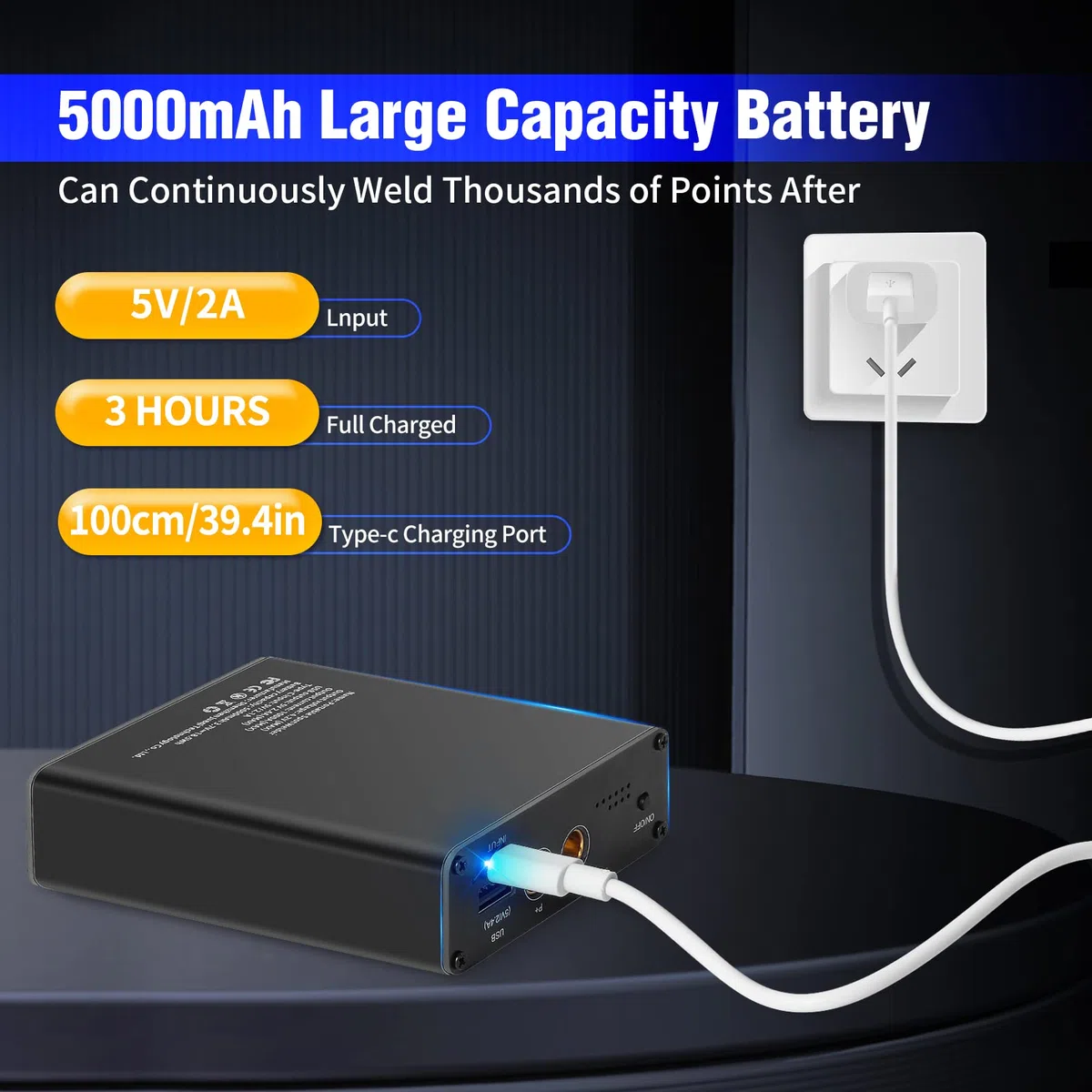 Aomdom Saldatore a Punto, Mini Macchina di Saldatura a Punti di Batteria 5000mAh 11 Velocità Regolabile, Ricarica USB Penna a sgancio rapido Foglio di Nichel per la Saldatura a Punti