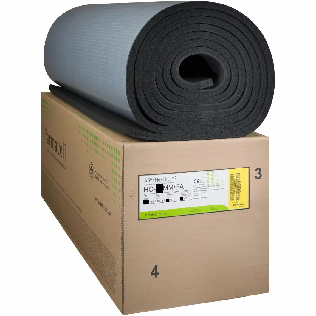 ArmaFlex HOME - Tappetino isolante autoadesivo, 10 mm, 5 m x 1 m, in schiuma elastomerica flessibile per isolamento termico e acustico, per camper, barche, casa e fai da te, 10/19/25/32 mm