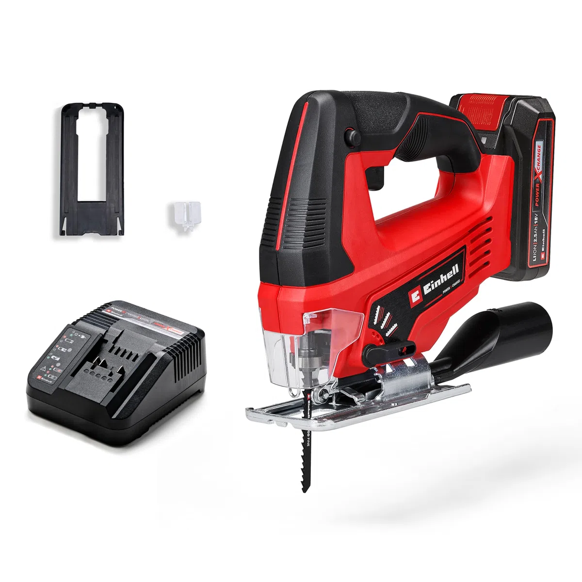 Seghetto alternativo Einhell TC-JS 18/70 Li (1 pz. 2,5 Ah) Power X-Change (18 V, prof. taglio 70 mm, cambio lama senza attrezzi, incl. batteria 2,5 Ah + caricabatterie, 1 lama per sega)