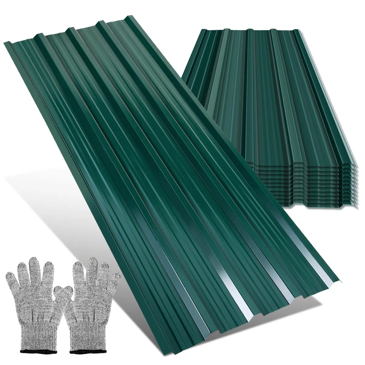 Lamiera profilata, 24 piastre trapezoidali per tetto, 129 x 46 cm = 14 m², lamiera per posto auto coperto, casetta attrezzi, verde
