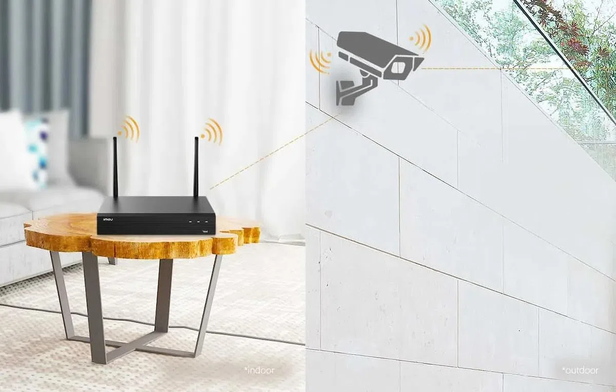 IMOU NVR 8 canali Wi-Fi. Registratore Continuo con predisposizione HDD Fino a 8Tb. Uscita Video HDMI e VGA. H.265. Portata Wi-Fi Fino a 100mt in Campo Aperto. WiFi 2x2 Mimo.