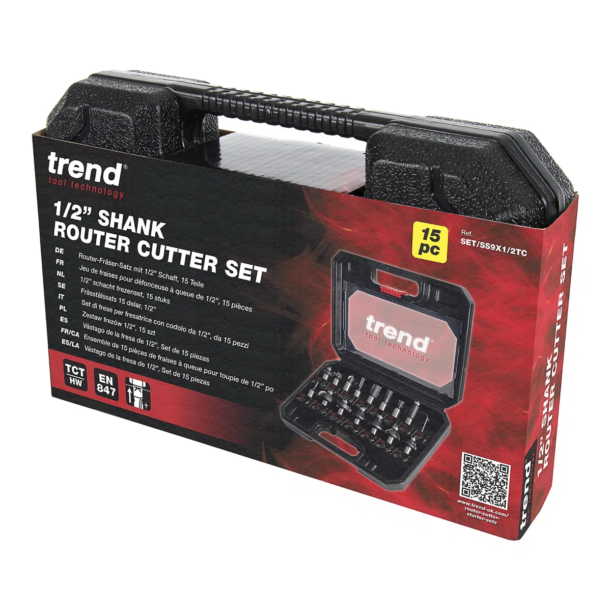 Trend Set di Partenza di 15 Frese per Router, Gambo da 12,7 mm, Punta in Carburo di Tungsteno, Custodia Inclusa, SET/SS9X1/2TC
