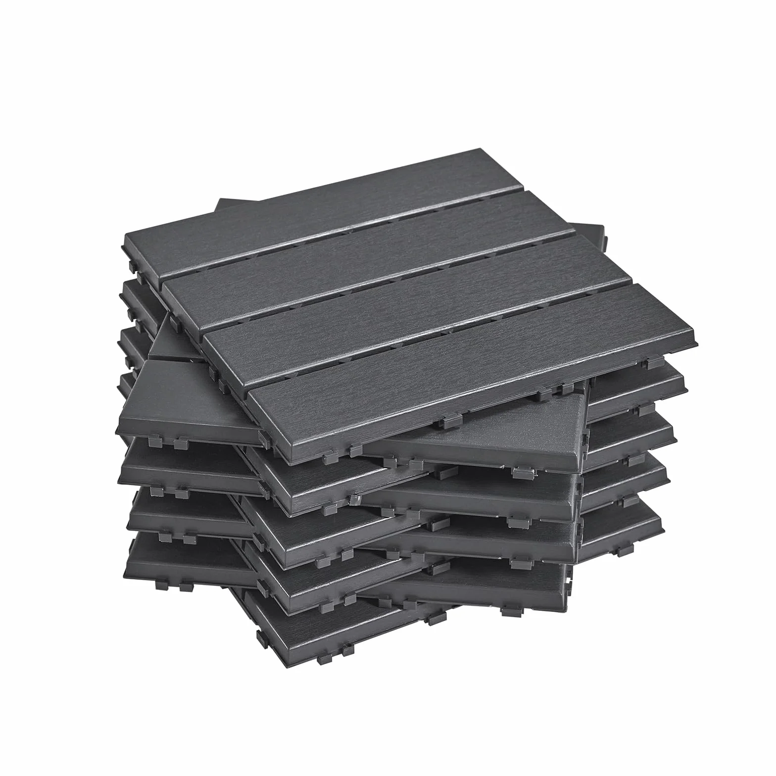 Sobuy Set da 45 Pezzi Piastrelle da Giardino, Pavimento per Esterno ad Incastro Mattonelle per Esterno Antiscivolo Impermeabile Piastrelle per Giardino e Balcone Grigio 30.5x30.5x2 cm SDA14-HGx3