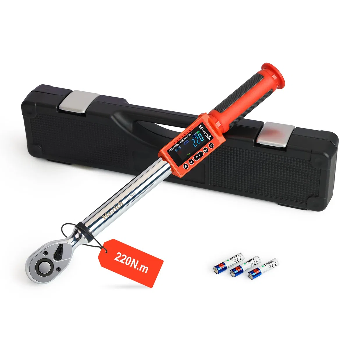 Hairich Chiave dinamometrica digitale 1/2 pollici, 11-220 N.m, precisione ±2%, con indicatore LED, segnale acustico e funzione di memorizzazione, kit coppia elettronica per auto, moto e camion