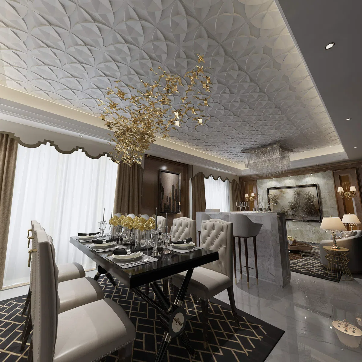 Art3d - Piastrelle decorative per soffitto, incollabili, per soffitto, confezione da 12 pezzi, motivo floreale bianco
