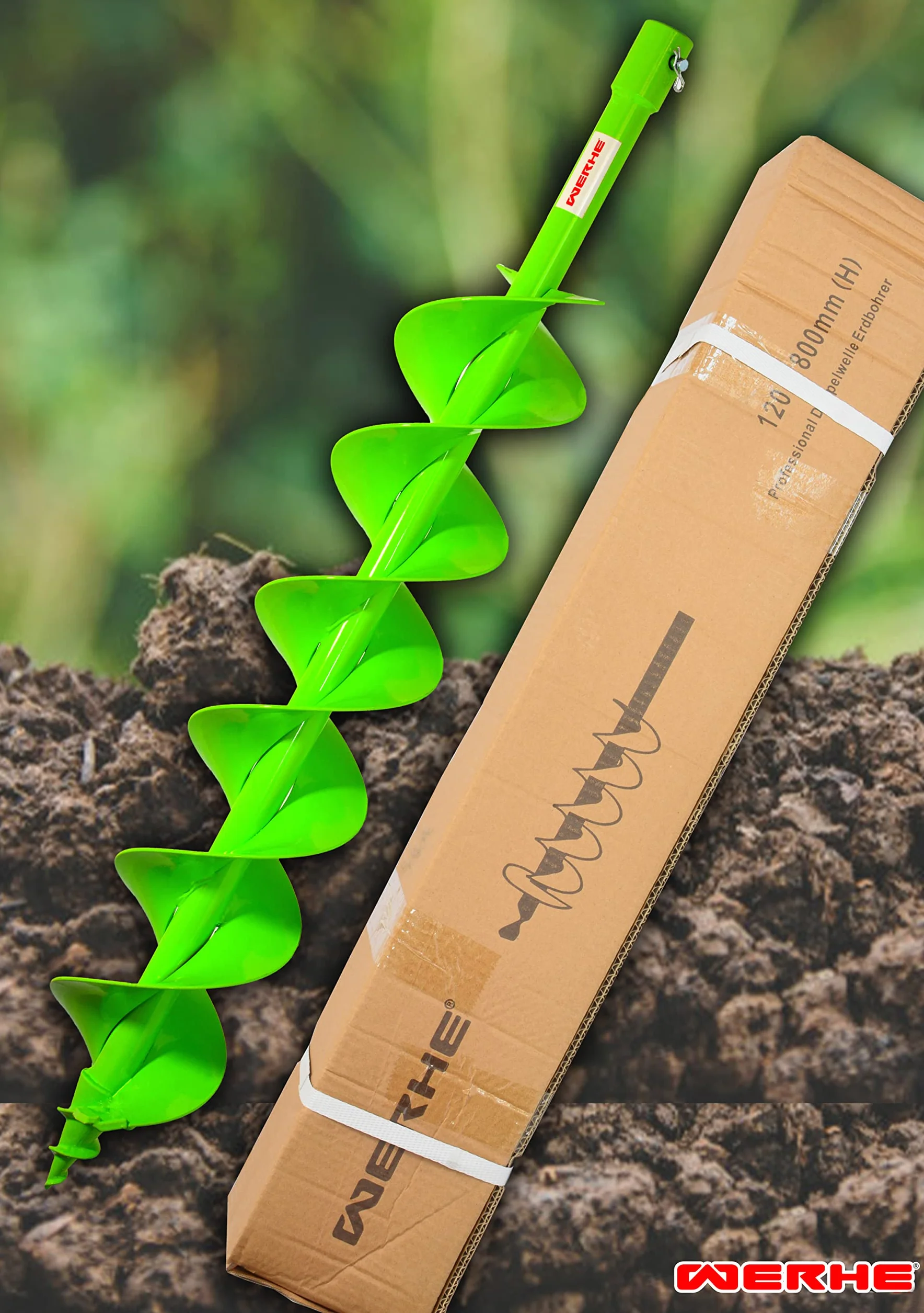 WERHE Trapano professionale per Auger 120 mm doppio albero batteria molto robusto con adattatore SDS Max