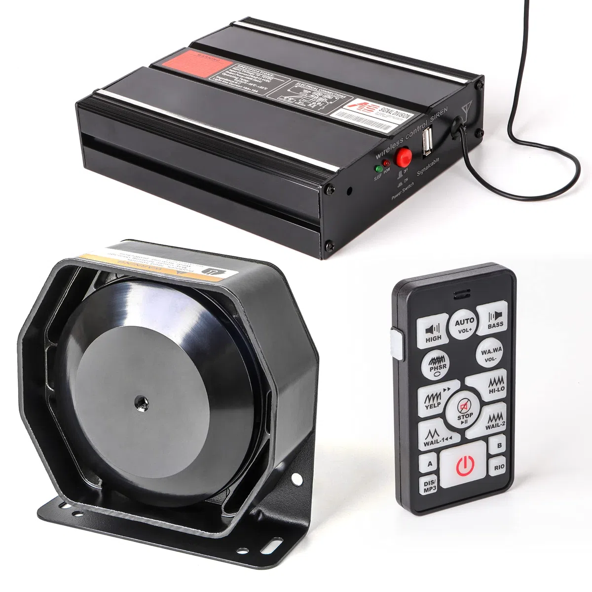 Sirena Wireless Auto Emergenza 12V 200W Sirena Polizia 20 Toni 130DB Microfono Wireless per Ambulanza Vigili del Fuoco Camion Veicoli Emergenza Allarme Acustico Professionale