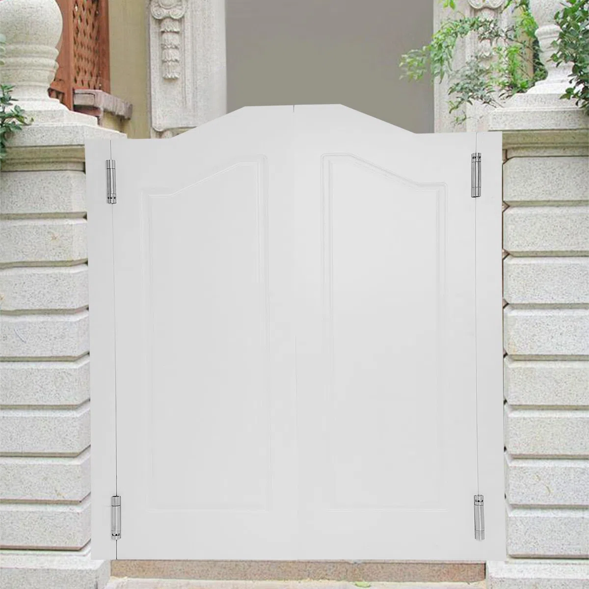 Porta basculante per salone, divisoria automatica, in legno, doppia porta, stile retrò, spessore 3,5 cm, per corridoio, cucina, bar, pub (bianco, 110 x 45 cm)