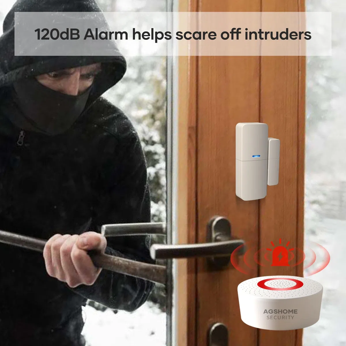 Sirena stroboscopica da interno - Allarme 120DB Funziona con il sistema di allarme AGSHOME