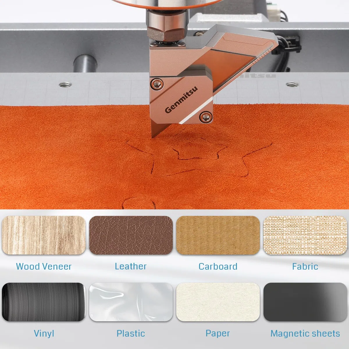 Taglierina a lama trascinata Genmitsu per macchina router CNC, albero di precisione da 1/8" con doppi cuscinetti, taglio fluido di vinile, cartone, plastica, gomma, 10 lame incluse