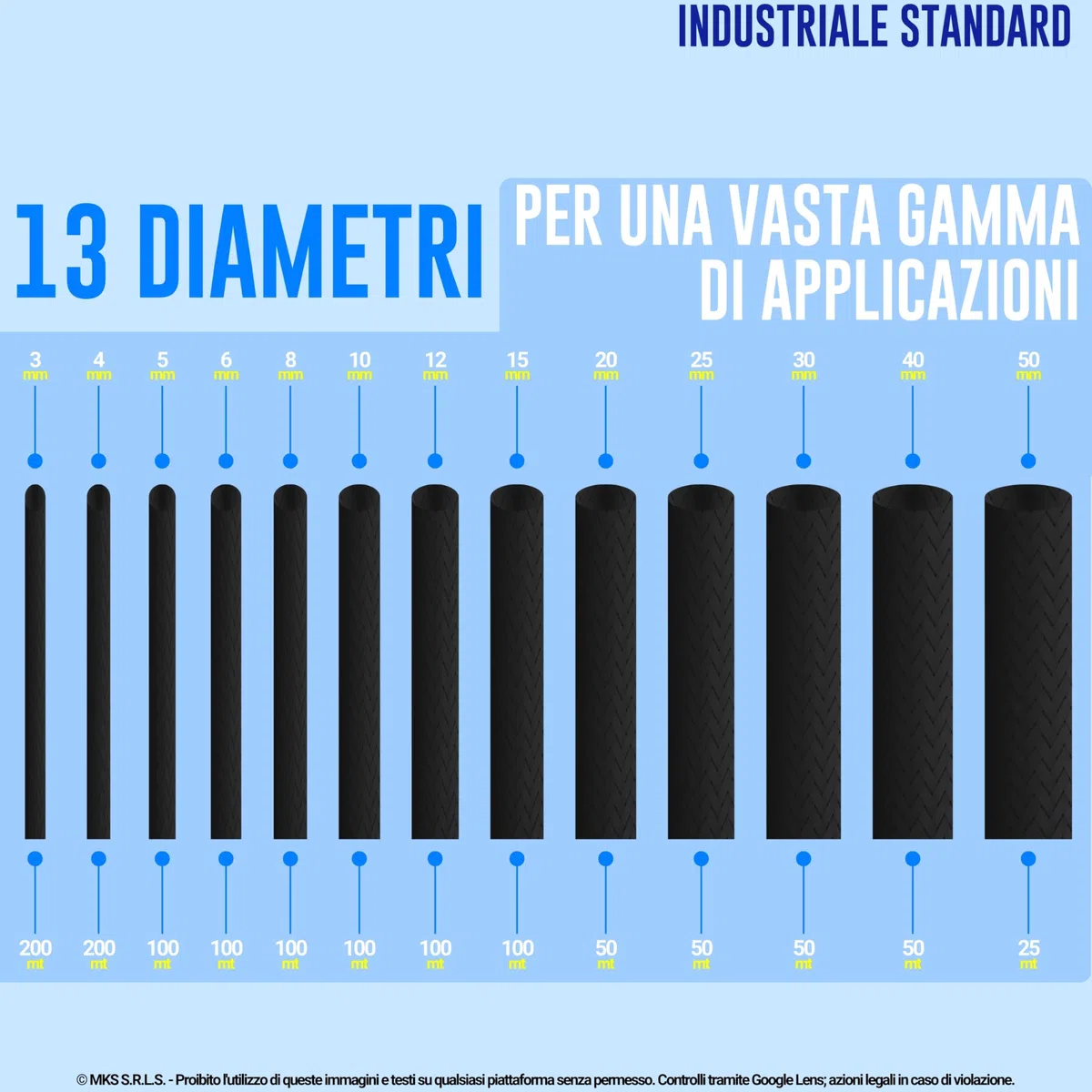 MarketConnect® Guaina Cavi Espandibile Ø 40mm, L 50mt • Raccogli, Proteggi e Nascondi Cavi • NERO • INDUSTRIALE STANDARD