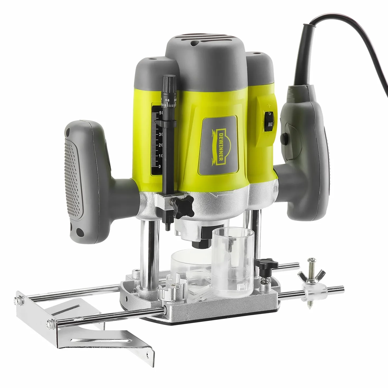 Fresatrice Verticale 1200 W per Legno con,16000-30000 RPM DEWINNER, Fresatrice per Legno Multifunzionale con Set di 12 frese,6 Velocità, Regolazione Della Profondità Della Fresa