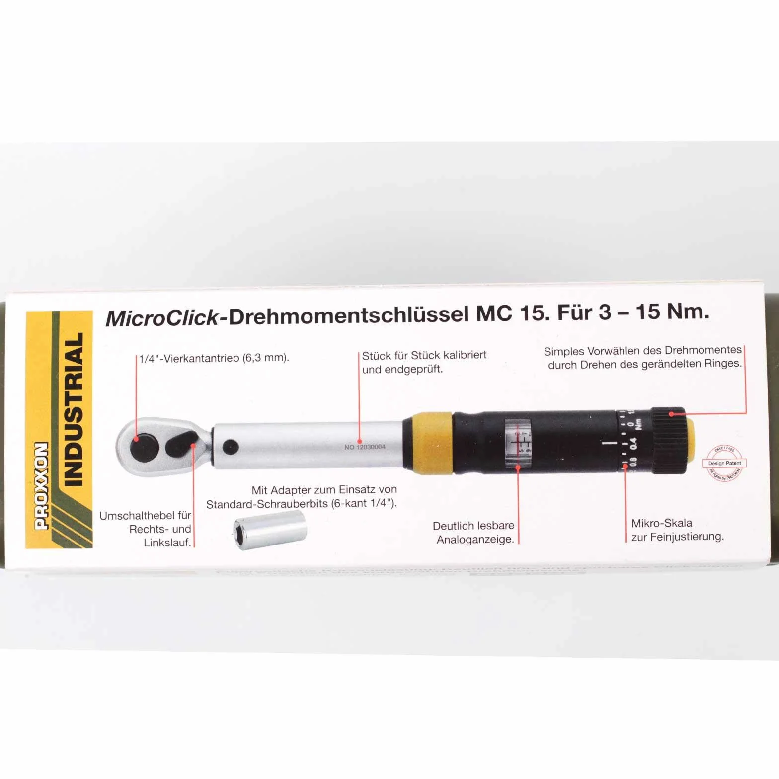 Chiave dinamometrica Proxxon MicroClick MC15 (coppia 3-15 Nm, con custodia in plastica, display analogico di facile lettura) 23345