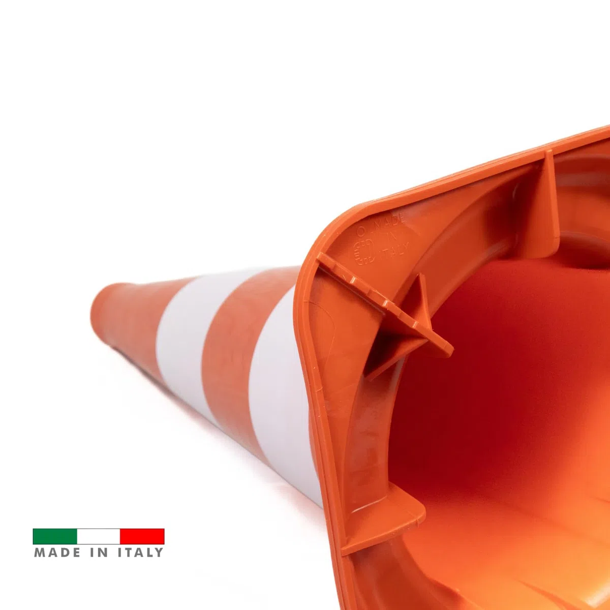 Coni Stradali Segnaletici 50 Cm Riflettenti Set da 10 Spartitraffico Traffico Made In Italy Arancione e Bianco Plastica Resistente Delimitatori Cono Parcheggi Cantieri Sicurezza