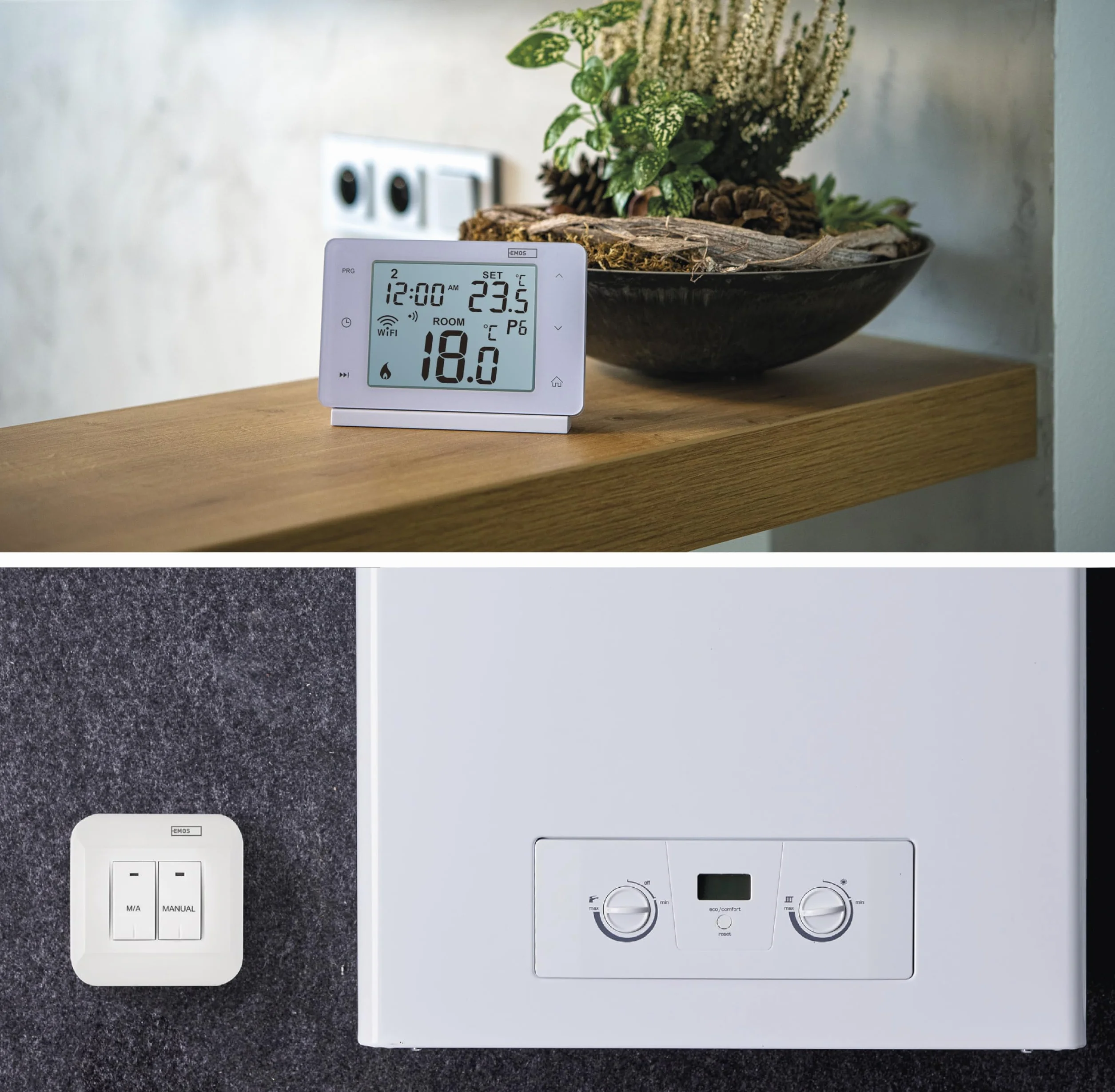EMOS GoSmart - Termostato smart per la casa con app - WiFi - Termostato IP per riscaldamento/raffreddamento - a risparmio energetico - compatibile con Tuya, Google Assistant, Alexa - wireless - bianco
