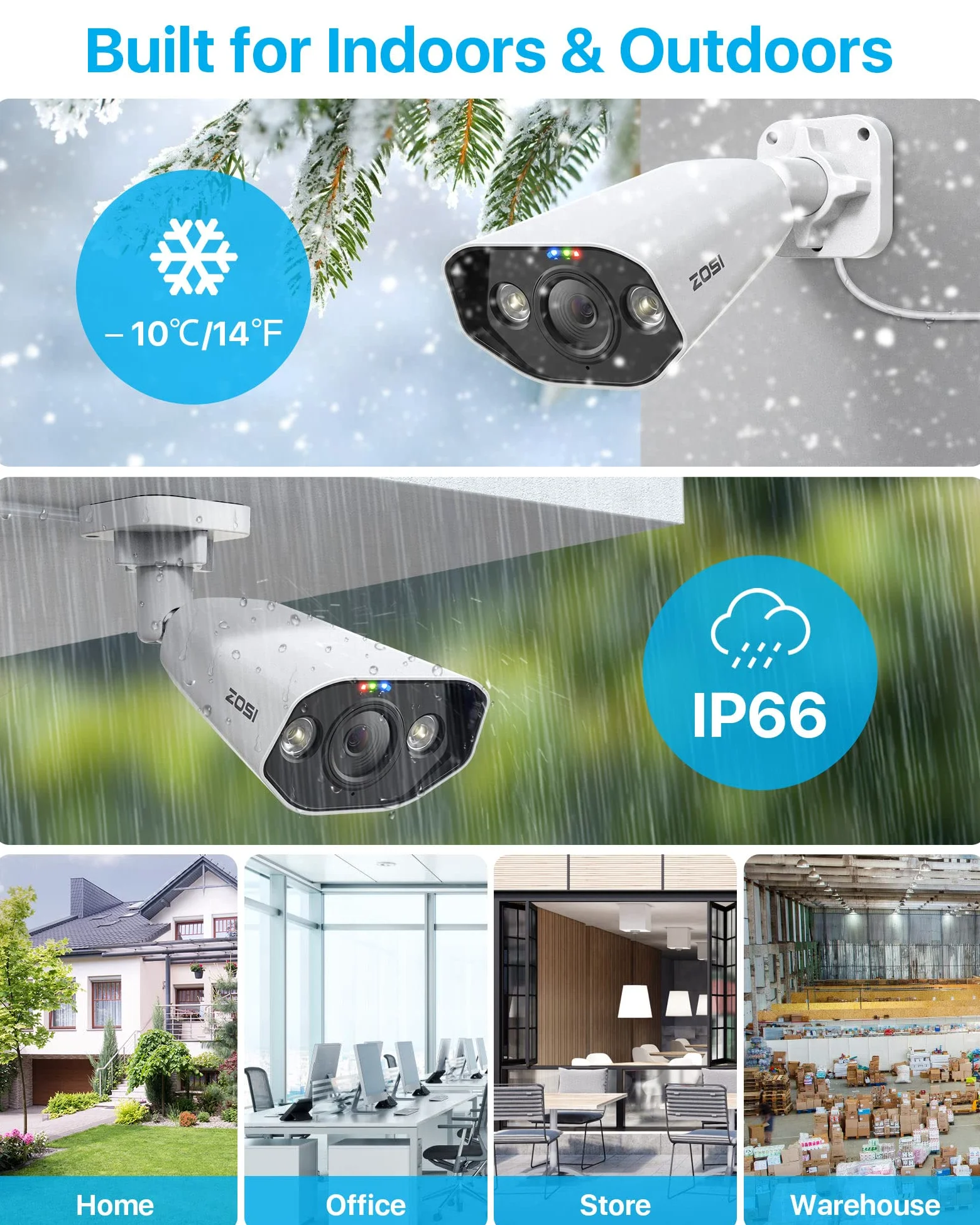 ZOSI 5MP Kit Videosorveglianza PoE Esterno, 8CH 4K NVR con 2TB HDD, 4x 5MP Telecamera PoE, AI Rilevamento di Persone e Veicoli, Audio Bidirezionale, Visione Notturna a Colori, C182