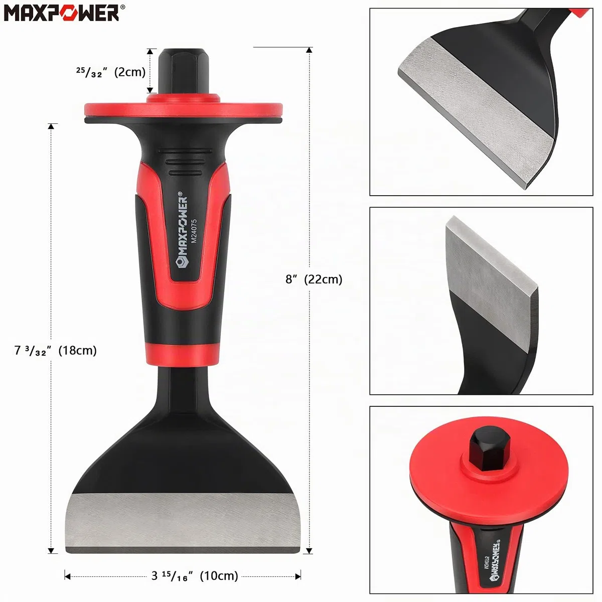 MAXPOWER Set di 3 Scalpelli: Piatto e Punta per Muratore e Piastrelle