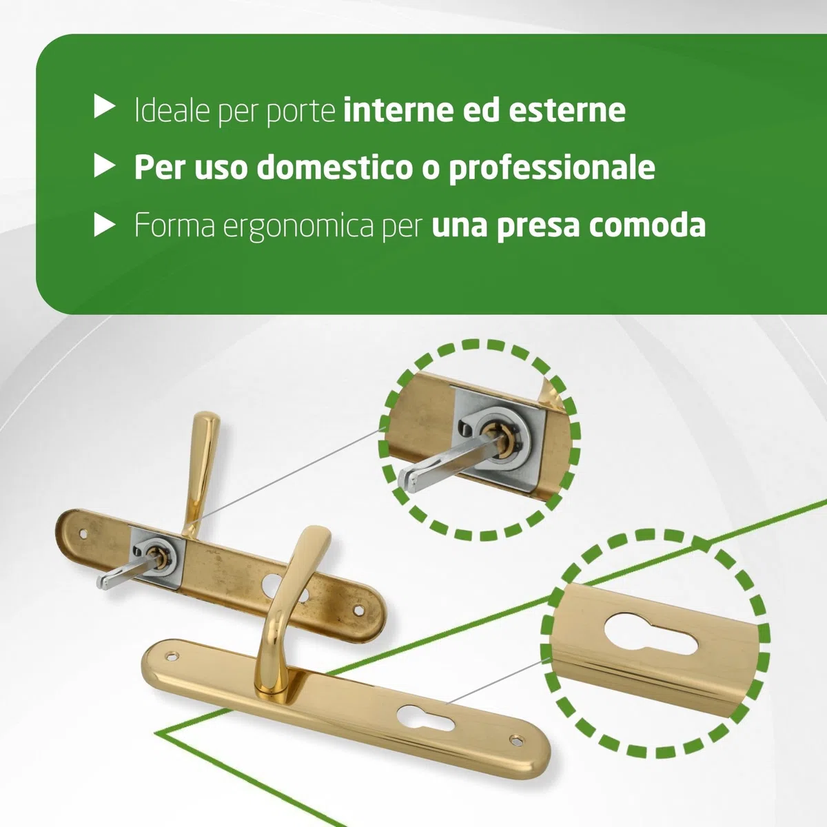 Amig - Set di Maniglie in Ottone - Modello 252 - Misura: 250 x 40 mm - Quadrato 8 mm - Finitura: Lucido