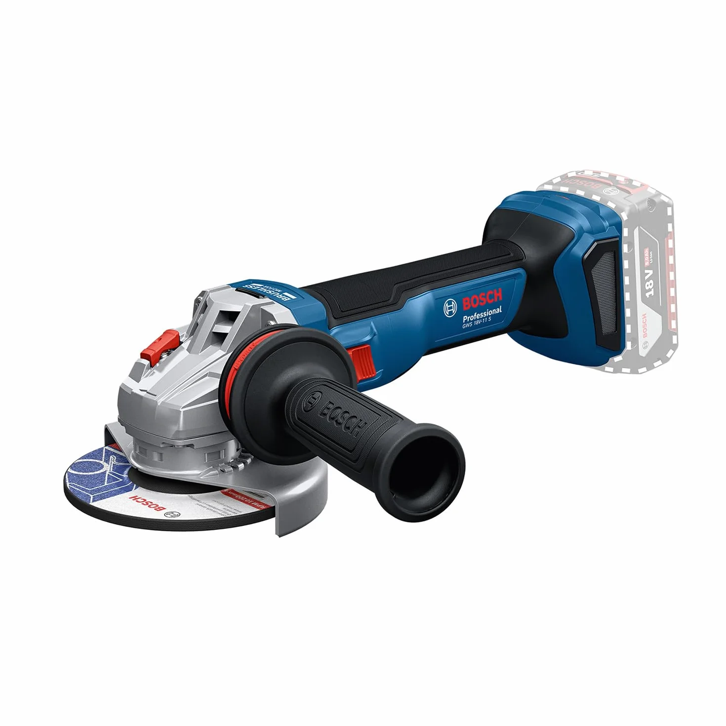 Bosch Professional 18V System Smerigliatrice angolare a batteria GWS 18V-11 S (diametro disco 125 mm, senza batteria/caricabatteria)