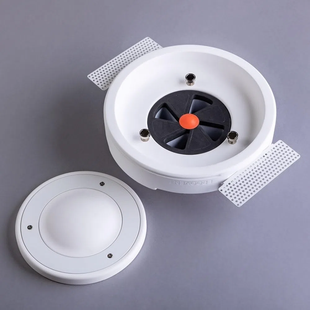 RONDO-100 - Aspiratore 100mm Tondo per Soffitto, Diffusore Verniciabile 4", Valvola a Disco con Magnete, Design poco Appariscente
