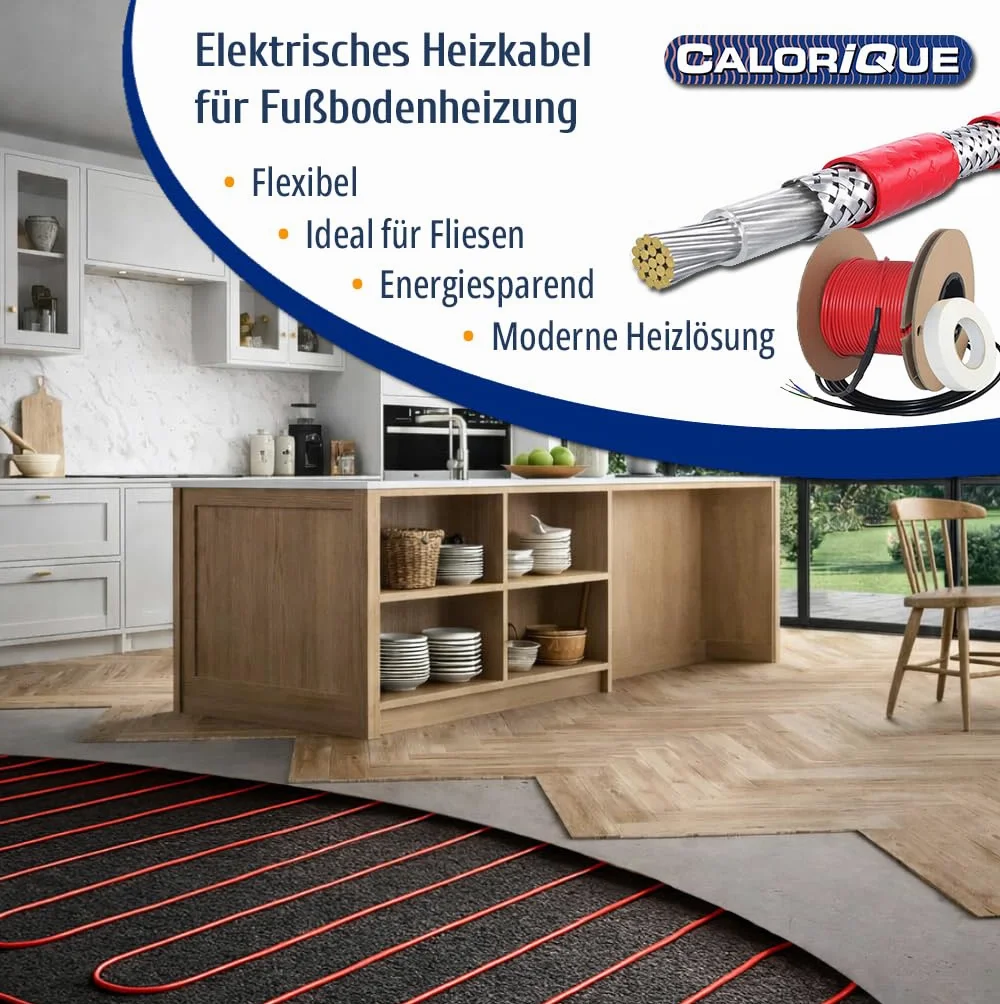 Cavo elettrico per riscaldamento a pavimento - Cavo riscaldante 16W/m 2400W totale (150m) per 12-24m² superficie di riscaldamento - Tecnologia TWIN - classe di efficienza energetica A +++