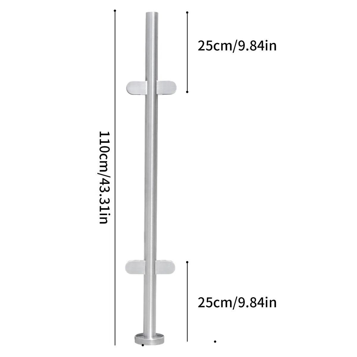 Balaustra in vetro alto palo centrale ringhiera vetrata corrimano in acciaio inox argento,per ringhiere del balcone, soffitta, corrimano per scale