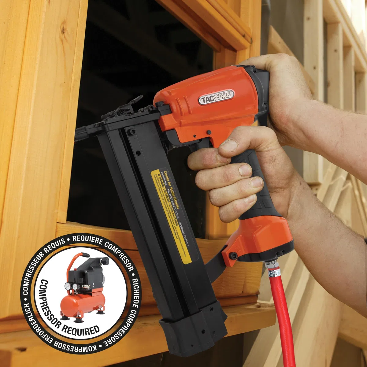 Tacwise 1804 Chiodatrice/Graffatrice Pneumatica 2 in 1 con 1000 Chiodi Tipo 18G / 30 mm e 800 Punti Tipo 90/25 mm