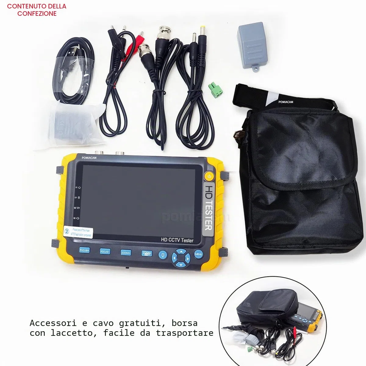 Tester per videocamera di sicurezza, con monitor IV8W da 5 pollici TFT LCD, 4 in 1, 8 MP, AHD, TVI, 8 MP, CVI, CVBS, supporto monitor video HD coassiale, ingresso VGA HDMI, uscita DC 12 V