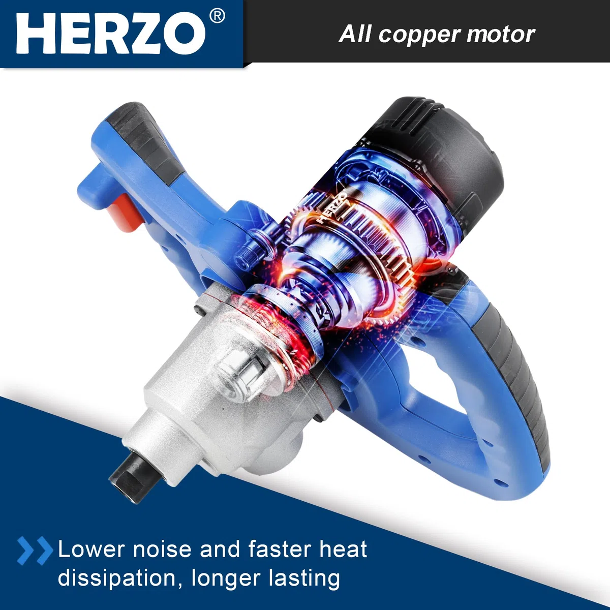 HERZO Miscelatore Malta e Cemento 1300W,6 Velocità, Agitatore Mescolatore Attacco M14 per Malta, Cemento e Colla