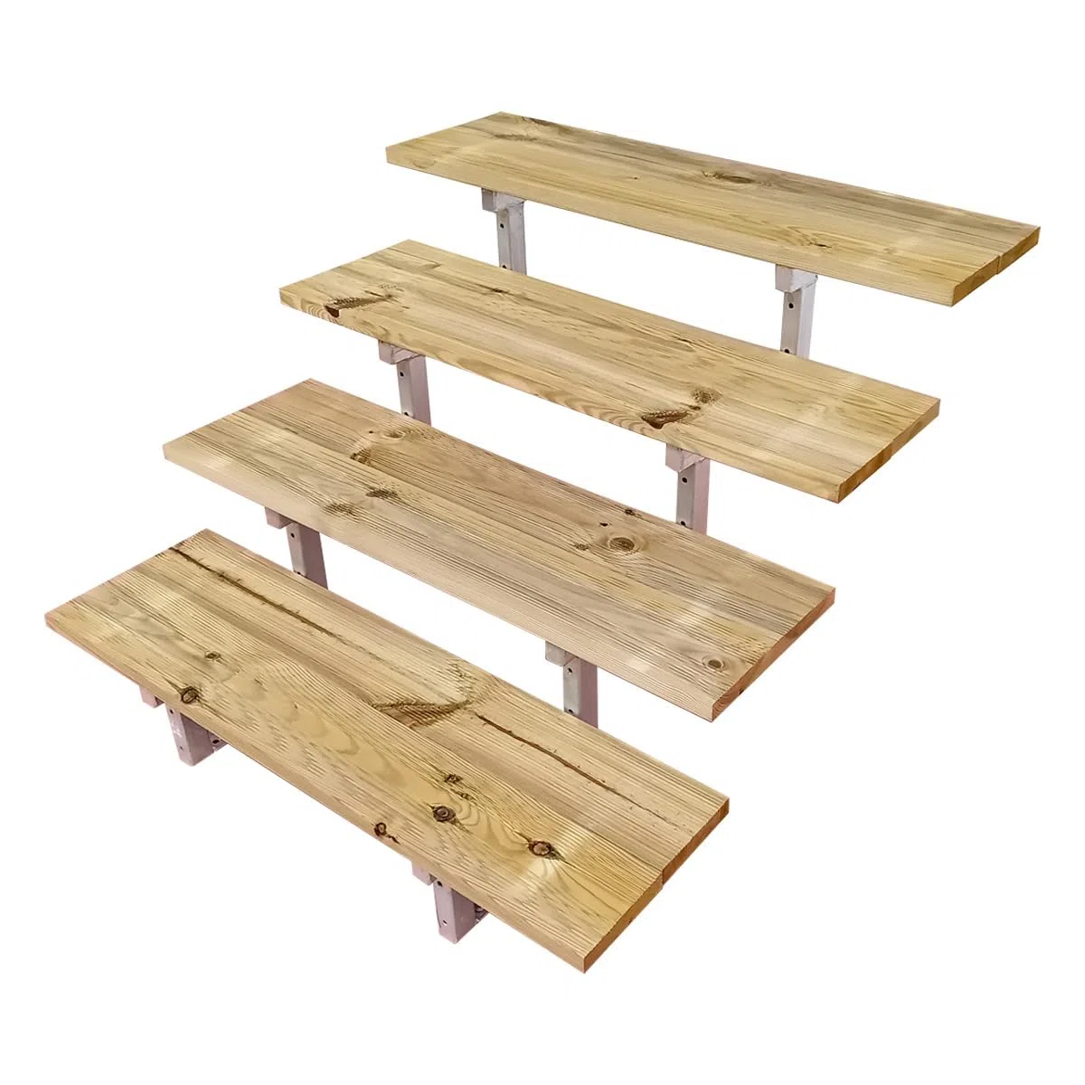 Scala in legno con limo in metallo in kit, 2-5 gradini, gradini in legno Autoclave (4 gradini, 60 cm)