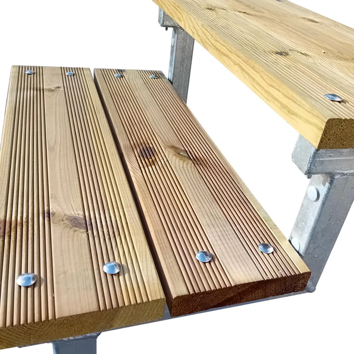 Scala in legno con limo in metallo in kit, 2-5 gradini, gradini in legno Autoclave (4 gradini, 60 cm)