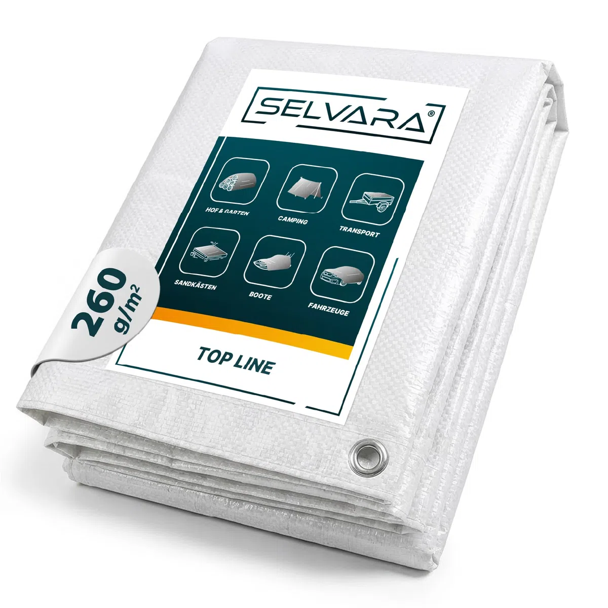 Telo impermeabile esterno 260g/m² Top Line | Telo occhiellato 4m x 8m | Telone multifunzionale bianco | Telo pvc occhiellato I Resistente ai raggi UV e agli strappi