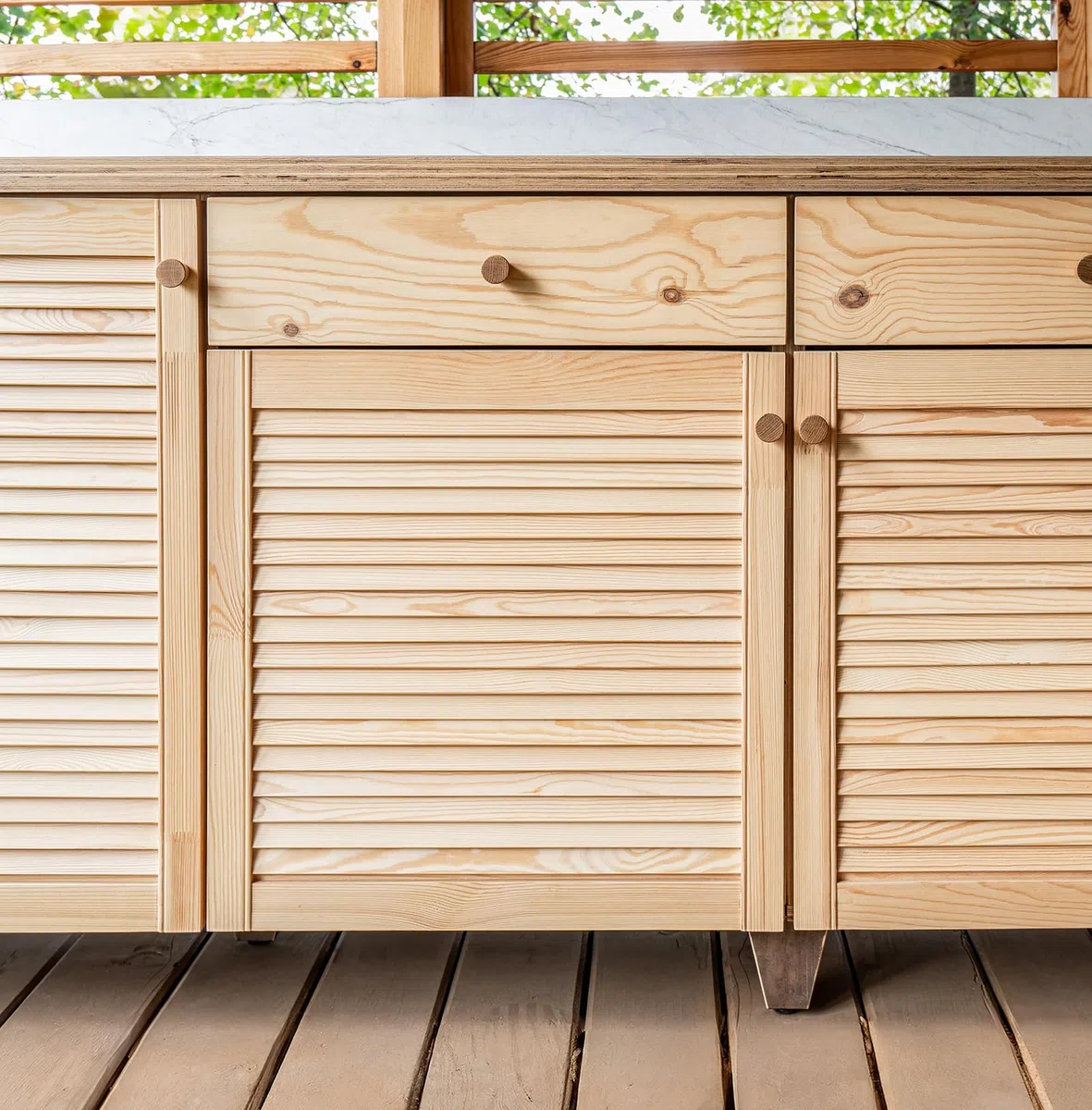 Onlywood Antine in Legno Massello Naturale - Sportello in Legno struttura a Persiana - Ante per cucina muratura o per creare mobili fai da te 494 x 993 h. mm