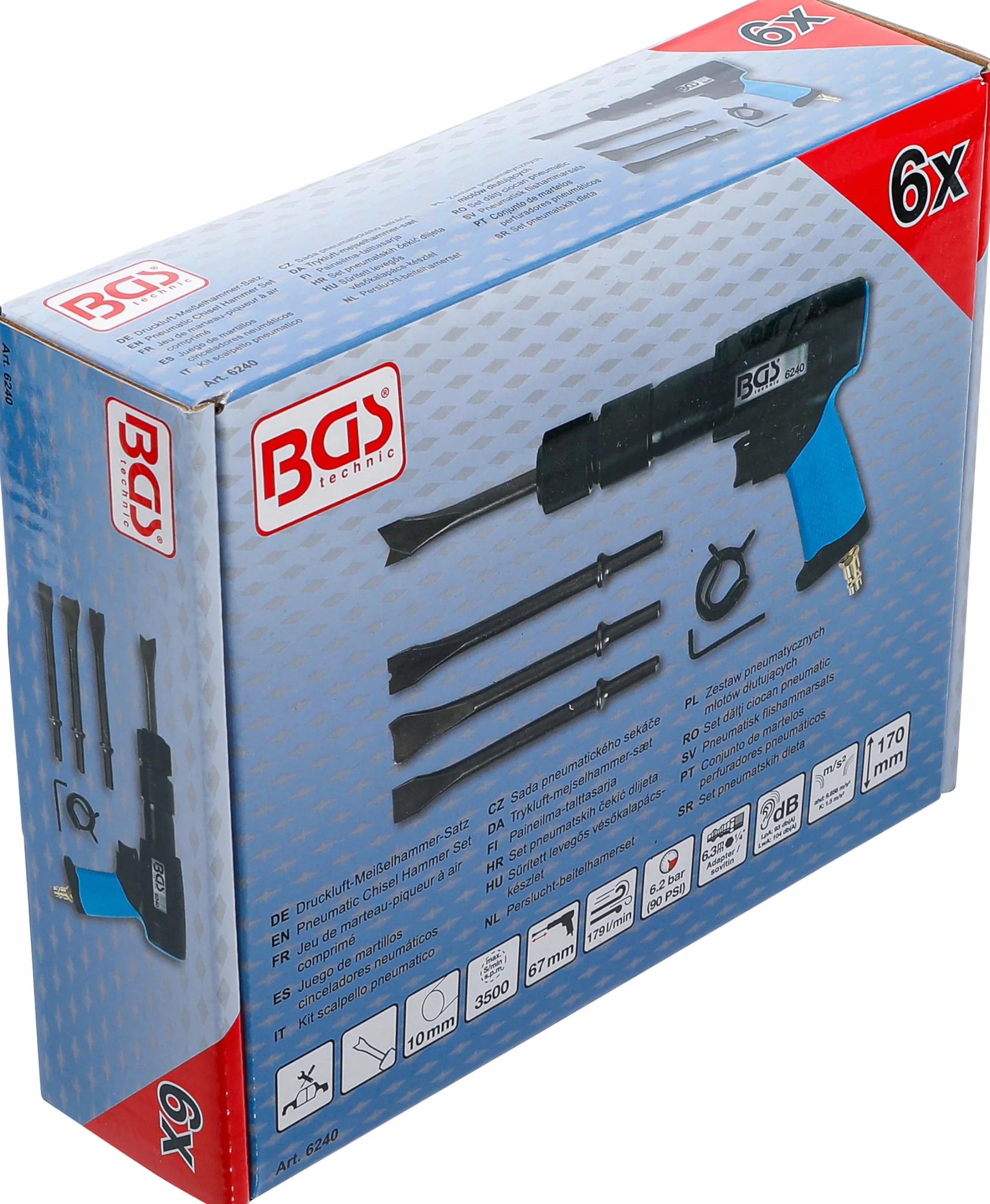BGS 6240 | Kit scalpello pneumatico | con mandrino a sgancio rapido | 10 mm