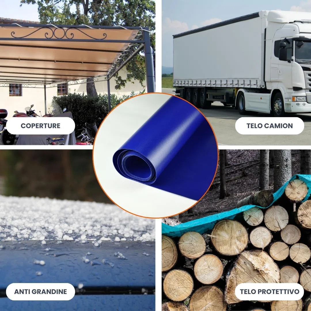 TENDAGGIMANIA Telone Occhiellato impermeabile per esterno - Telo pvc 650 gr per coperture barca camion pergolato copri camper copri legna - Telo impermeabile esterno Misure 3X2,5 -BIANCO 112