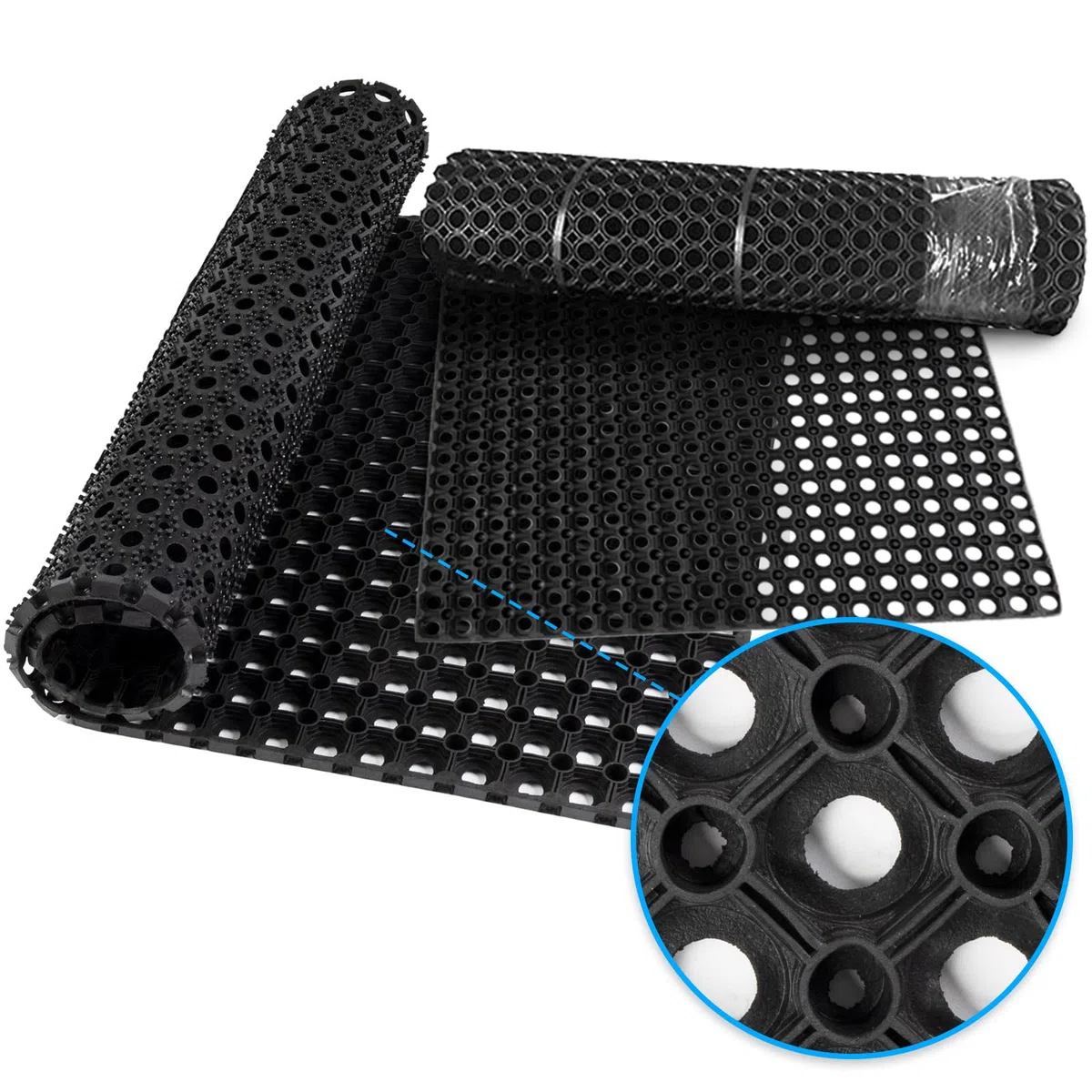 Floordirekt Tappeto in Gomma, Motivo a Nido d'Ape, Zerbino Octo, Antiscivolo, per Esterni, Cattura Sporco, Anello in Gomma, Venduto al Metro (23 mm, 100 x 300 cm)